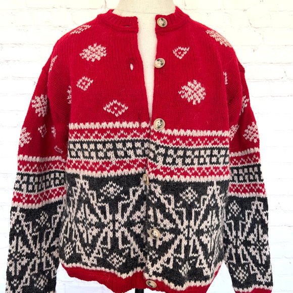 Retro Eddie Bauer Wool Alpaca Cardigan - Cozy Ski Style - Size Small Petite - Picture 1 of 9
